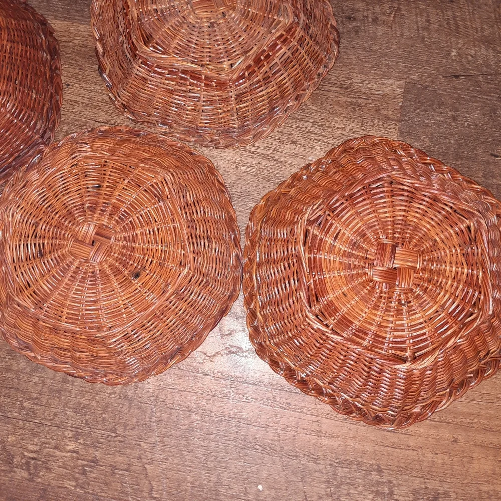 Woven Rattan Wall Basket Set - Brown